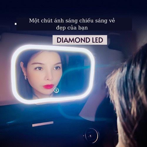 Gương Trang Điểm Trên Ô Tô Với Đèn LED 3 Chế Độ Ánh Sáng Gắn Chắn Nắng Xe Hơi
