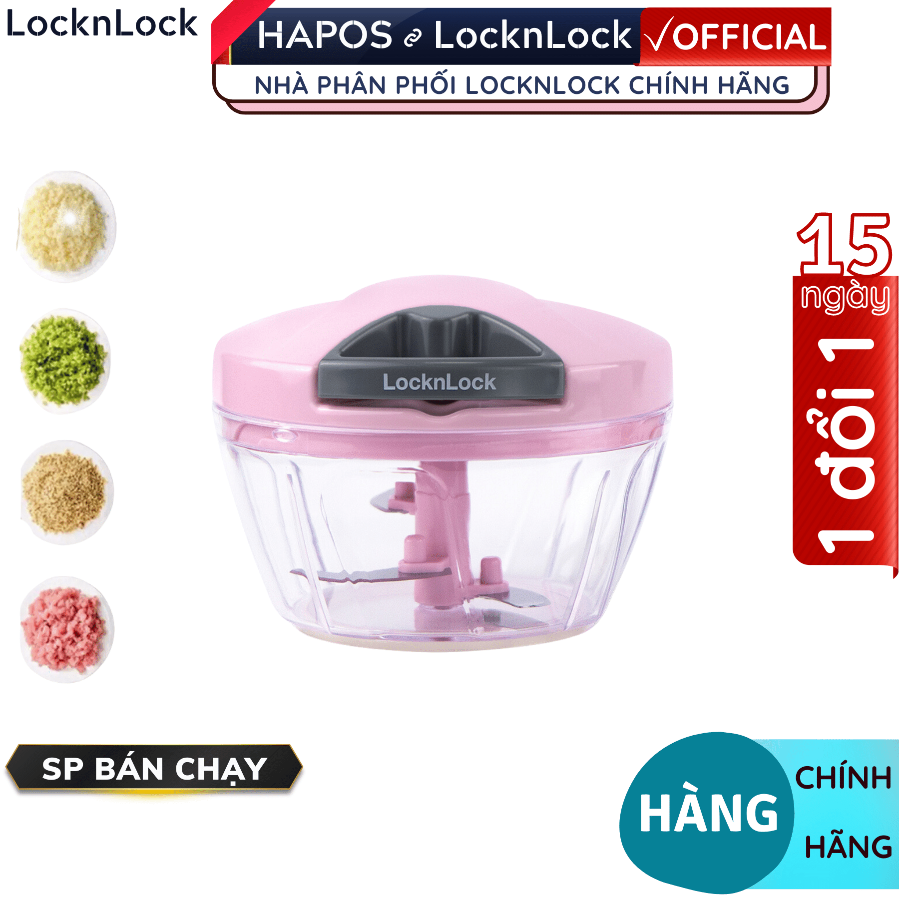 Dung cụ xay tỏi ớt LocknLock CKS308 CKS308PIK màu hồng - Hàng chính hãng - Hapos