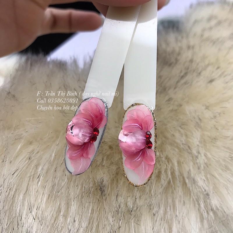 Hoa bột NAIL , hoa kết hợp vẽ và đá khối siêu xinh
