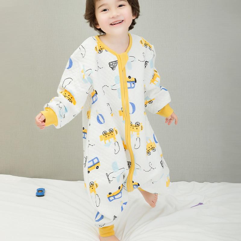 Trẻ Em Dây Kéo Ngủ Tất Trẻ Em Mùa Xuân, Mùa Thu Chia Chân Túi Ngủ Trẻ Sơ Sinh Bé Trai Gái Onesies Bộ Đồ Ngủ Khủng Long Kỳ Lân Đồ Ngủ