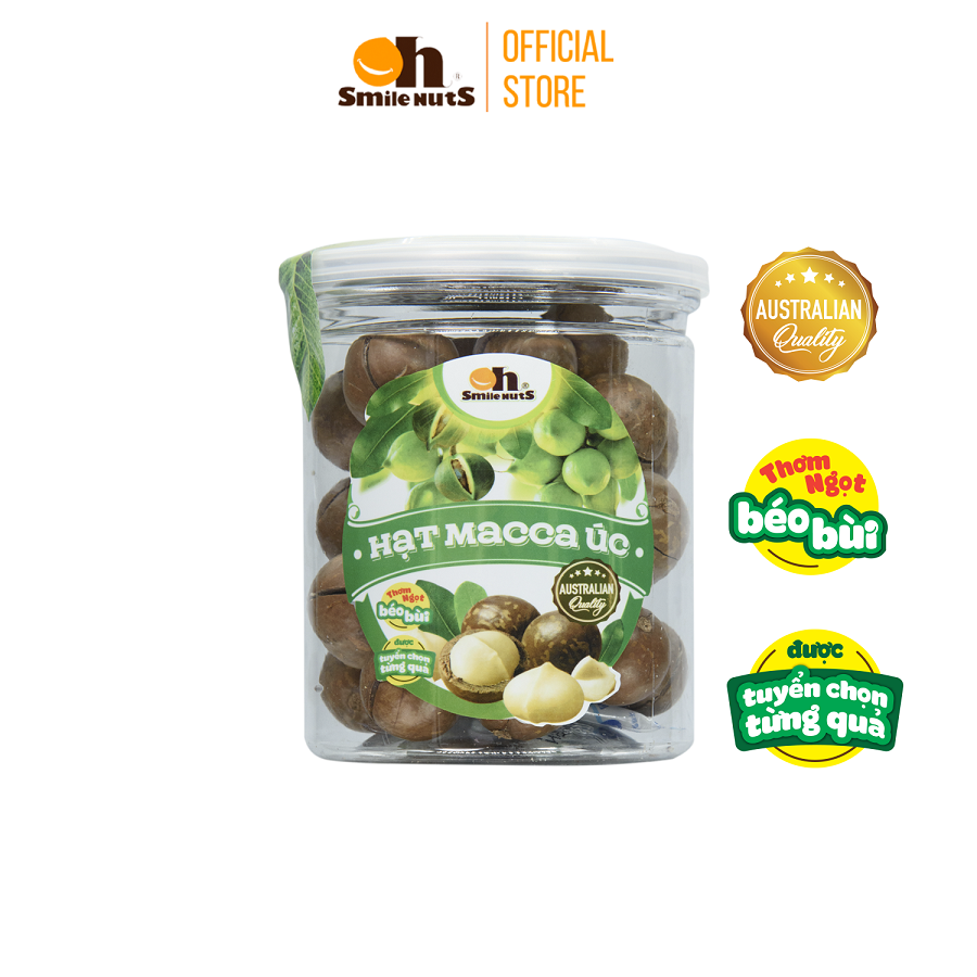 Hạt Macca Úc nứt vỏ Smile Nuts (215g - 500g) | 100% nhập khẩu từ Úc, giòn béo, thơm ngon