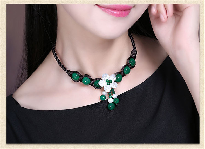 Vòng đeo cổ dây chuyền ngọc tự nhiên tết hoa VN20