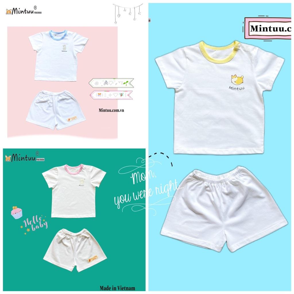 Bộ quần áo sơ sinh bấm vai tay ngắn, quần đùi chất liệu cotton 4 chiều cao cấp