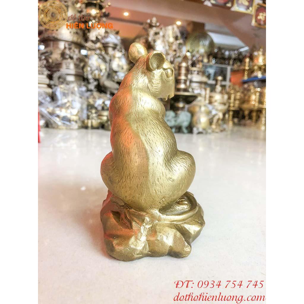 Tượng Linh Vật Phong Thủy Chuột Ôm Đồng Tiền Bằng Đồng - Vật phẩm Phong Thủy