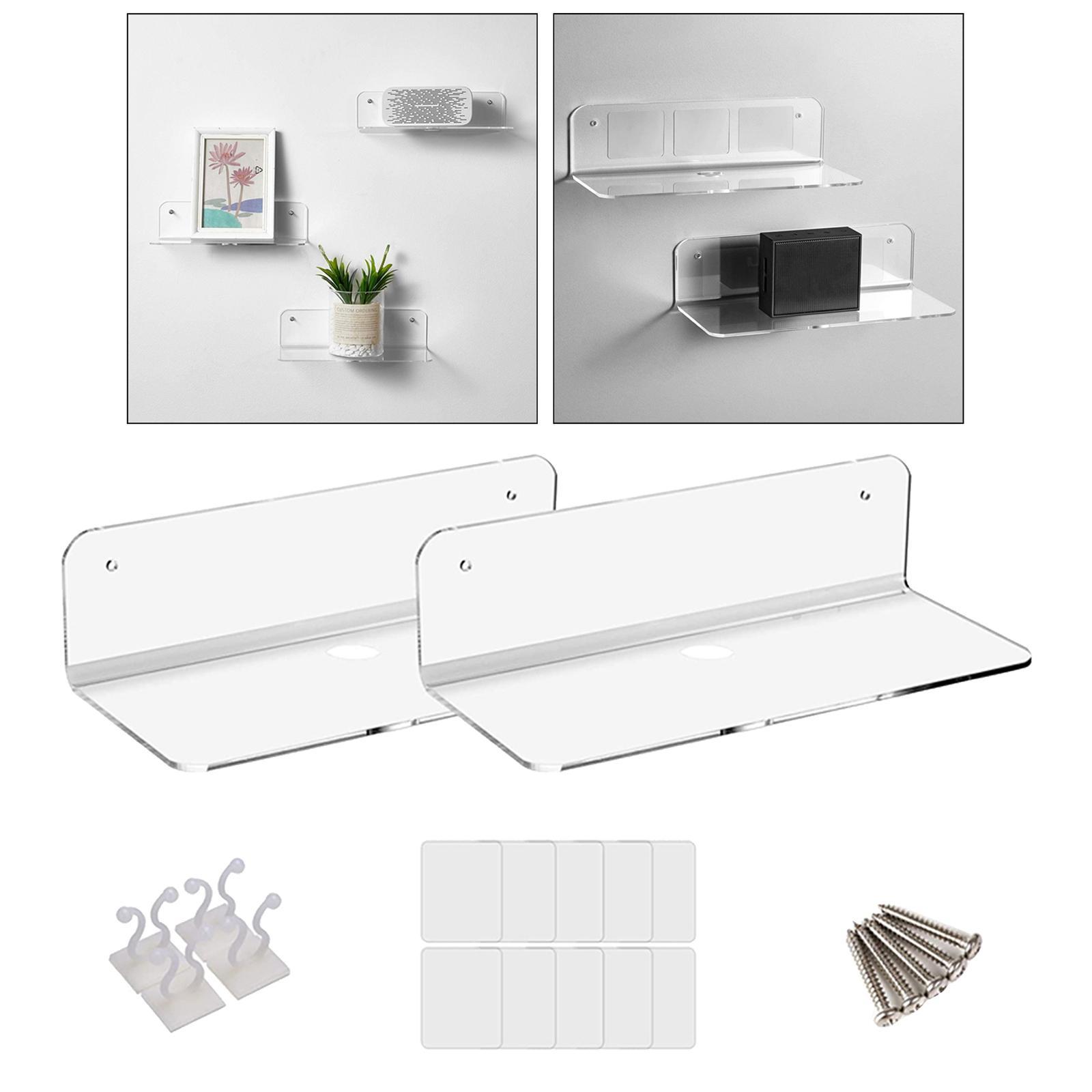 2X 2x Acrylic Floating Wall Rack Small Display Shelf for Wireless Speaker Clear