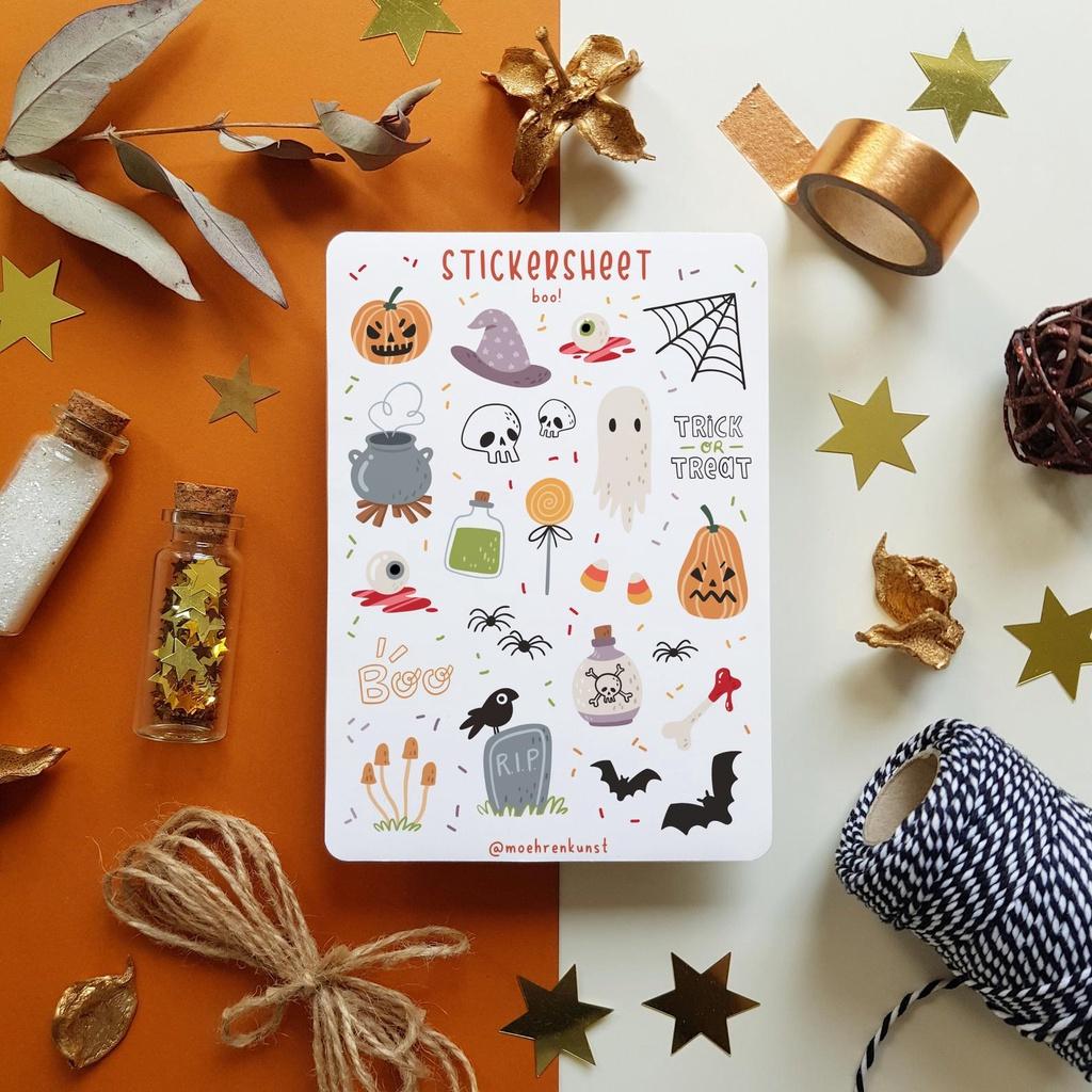 Sticker Sheet BOO   Chuyên dán sổ  Bullet Journal Stickers, Halloween Stickers, Sticker Ngày Lễ Hội - CẮT SẴN