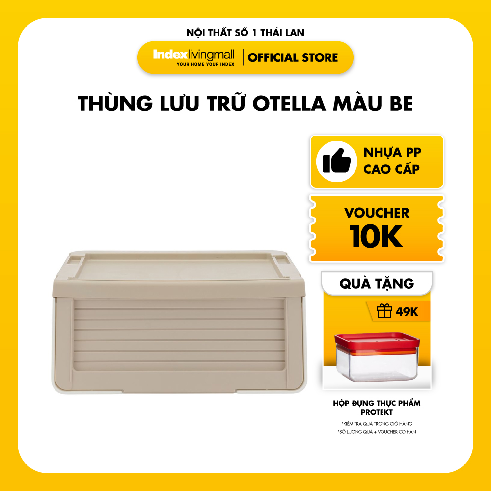 Thùng Lưu Trữ OTELLA Màu Be 24L | Index Living Mall | Nhập khẩu Thái Lan