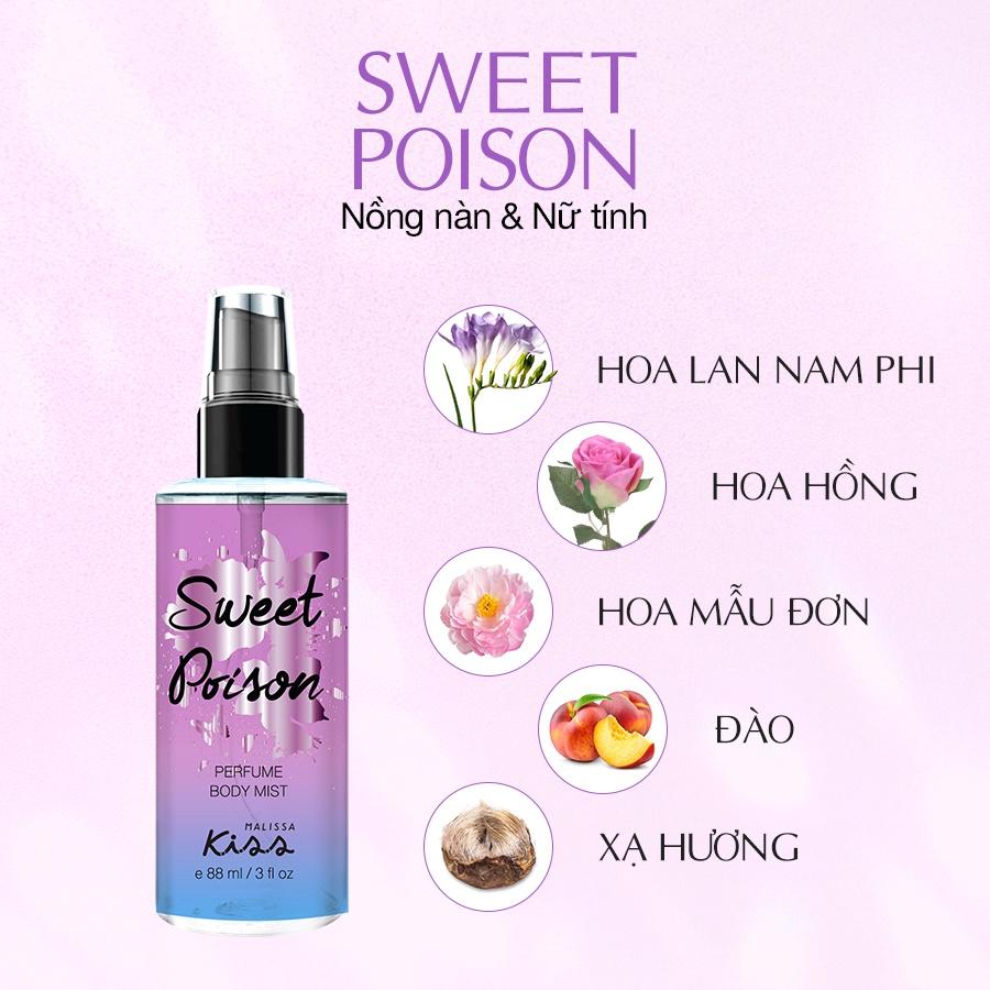 Xịt Thơm Toàn Thân Hương Nước Hoa Malissa Kiss - Hương Sweet Poison 88ml