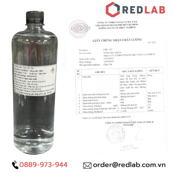 Cồn 70 độ, 90 độ, 96 độ hãng CEMACO Việt Nam, 70% 90% 96% Ethanol