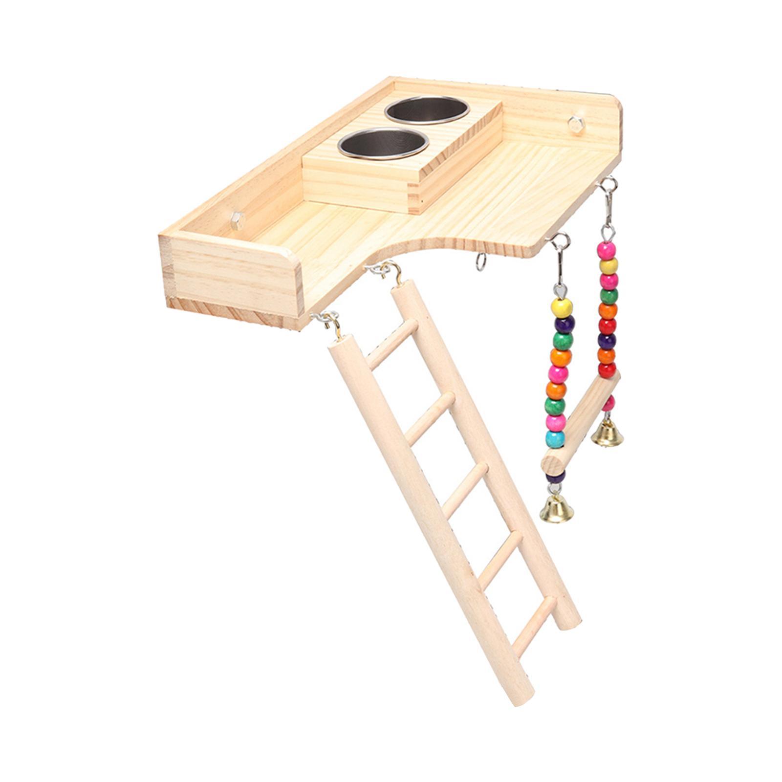 Pet Bird Parrot Playground Wooden Bird Ladder Bird Chewing Toy Accessories Bird Feeder