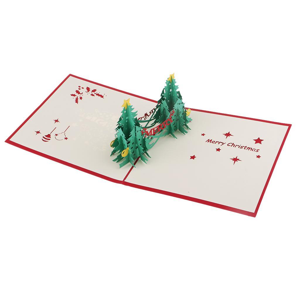 Christmas Tree Greeting Cards Paper 3D Handmade Holiday Happy Birthday Cards