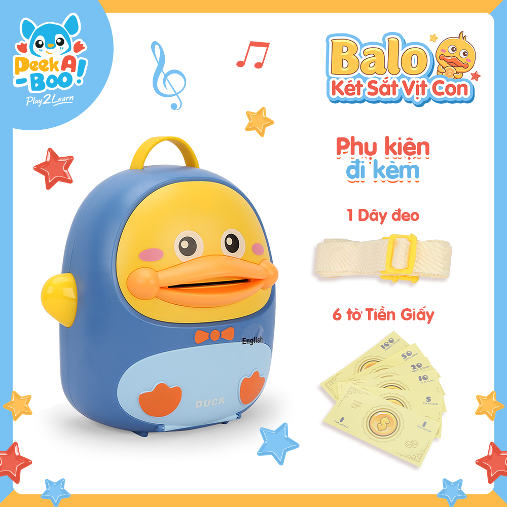 Đồ Chơi PEEK A BOO Đồ Chơi Balo Két Sắt Vịt Con Cho Bé-Xanh PAB023B