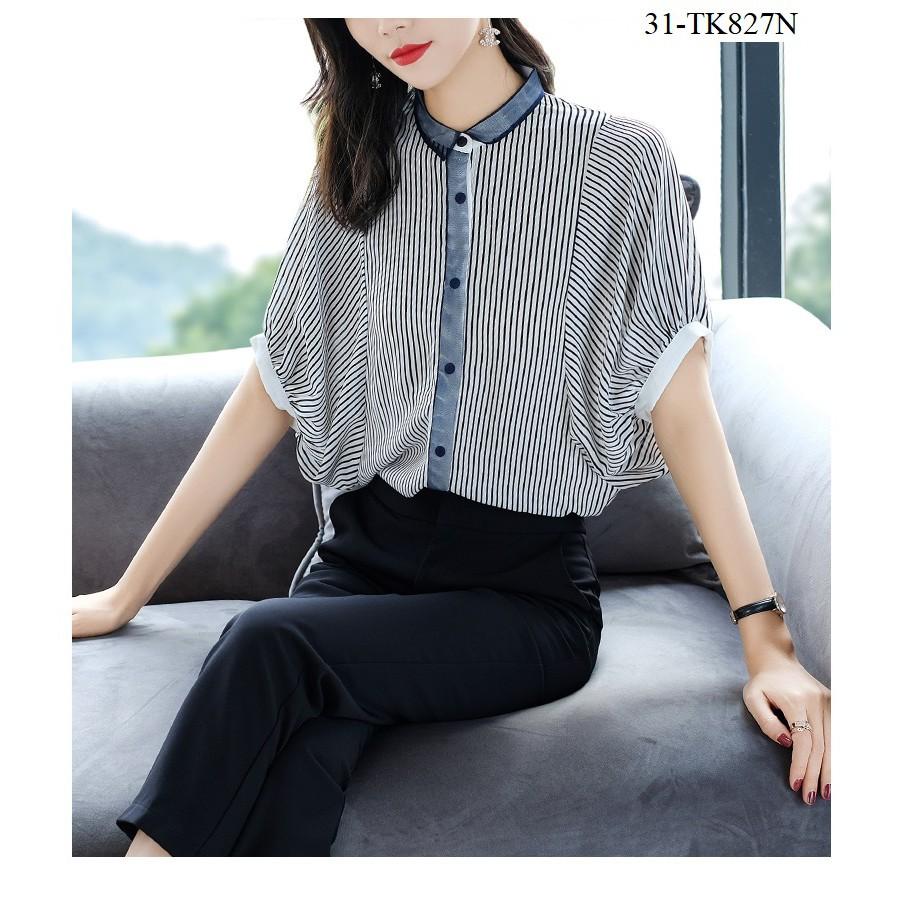 TK723-ÁO SƠ MI SỌC TAY CÁNH DƠI S-6XL