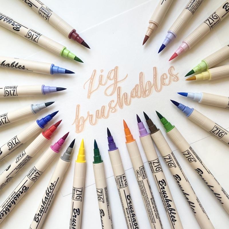 Bút viết thư pháp hiện đại Marker Kuretake Zig Brushables Brush Pen 2 đầu Nhật Bản (Màu nóng