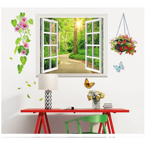 Decal cửa sổ con đường mòn vào khu vườn