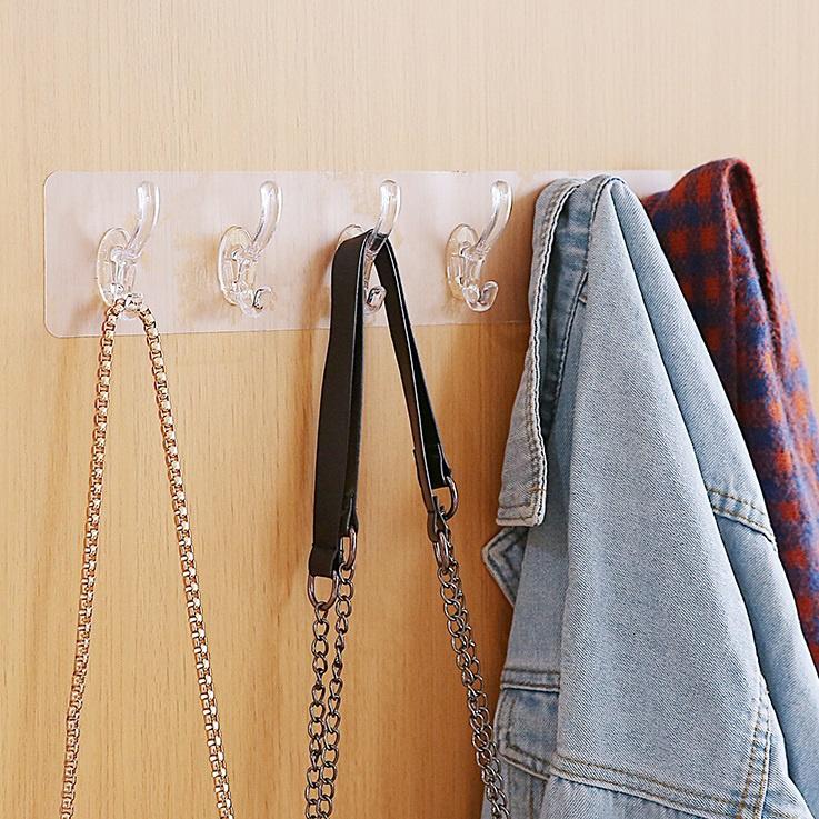 THANH TREO 6 MÓC LOẠI DÁN TƯỜNG SIÊU DÍNH CHỊU LỰC TỐT