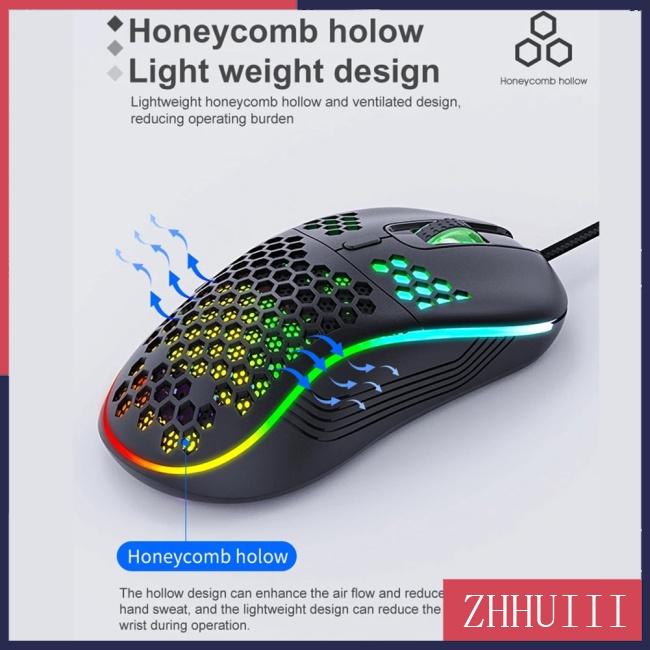 Chuột Chơi Game Có Dây JT 7200 DPI RGB Hình Tổ Ong Dành Cho Game Thủ