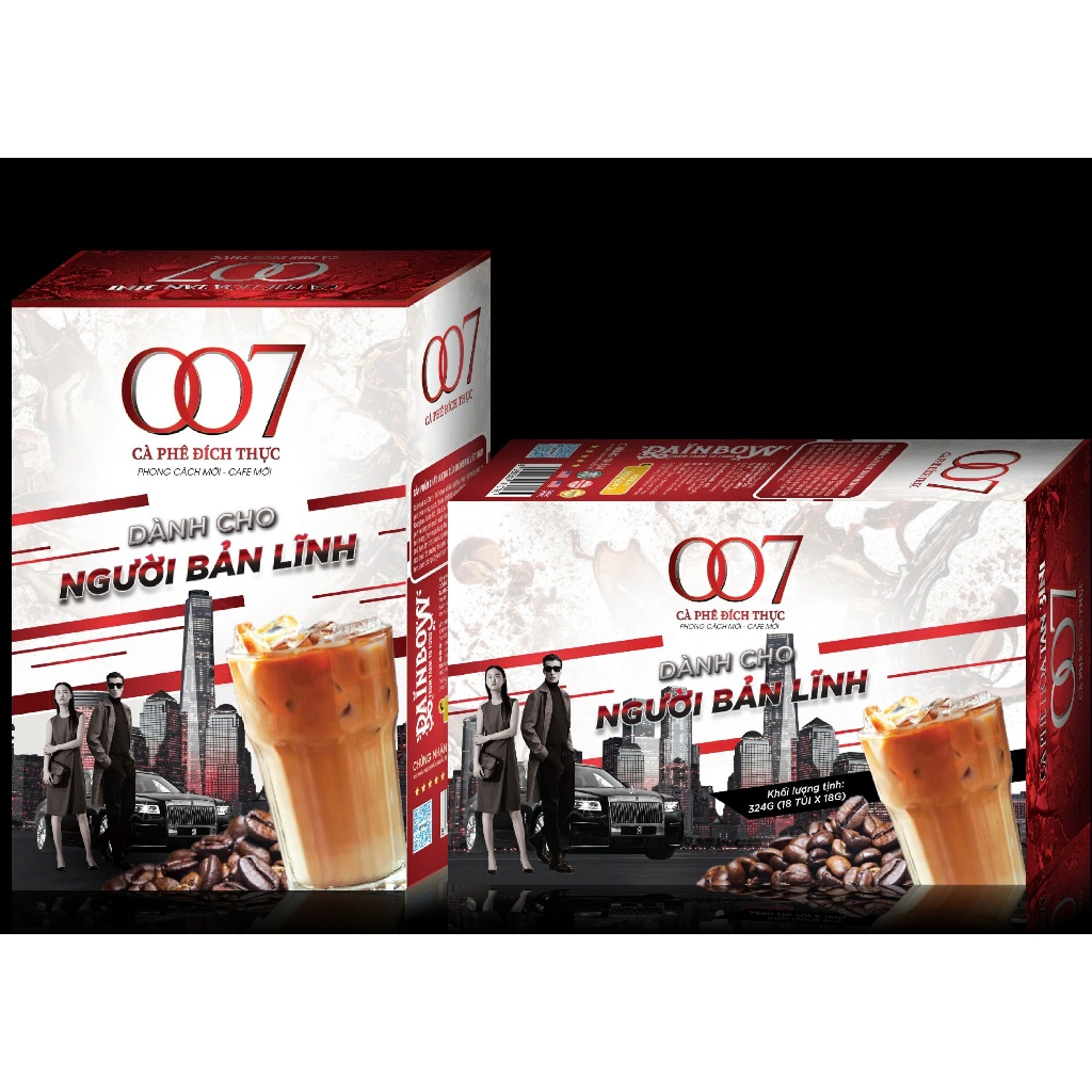 Cafe Hòa Tan 007 3in1 Gu đậm Dành  cho Người Bản Lĩnh 18 gói VỊ MẠNH NHÂN ĐÔI