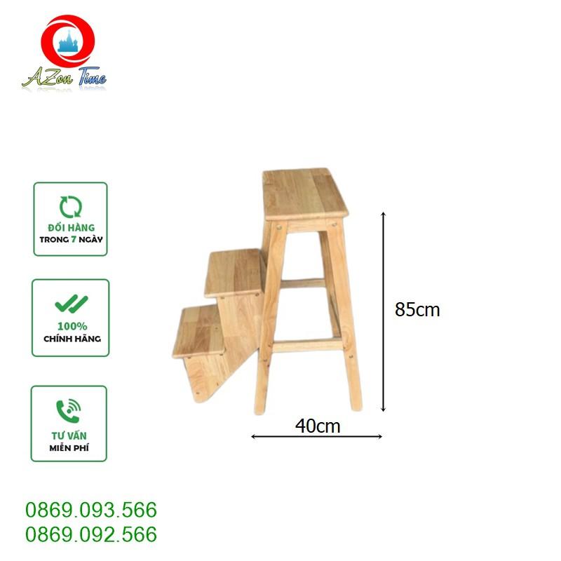 Ghế Đa Năng 3 Bậc Xếp Gọn, Ghế Thắp Nhanh Gỗ Cao Su Cao 85cm - Azonshop