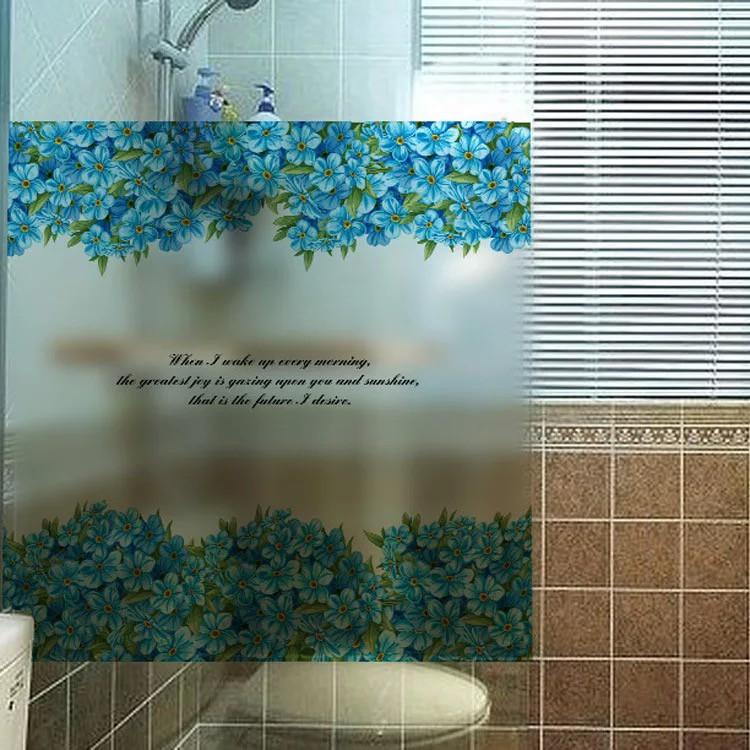 Decal trang trí kính cao cấp mẫu chân hoa màu Xanh trời
