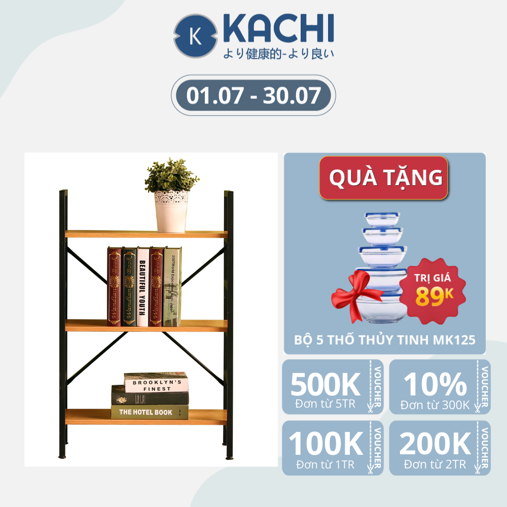 Kệ Gỗ Chân Sắt 3 Tầng Kachi MK243 (60 × 92CM)