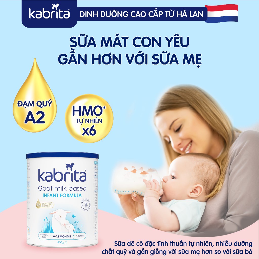 [MUA 1 B2 TẶNG BỘ LY SỨ, 2 B2 TẶNG BỘ LY SỨ + BẢNG GỖ] [DATE 2025] Combo 2 lon Sữa dê Kabrita số 1 cho trẻ (0-12 tháng) - Lon 400g [B2