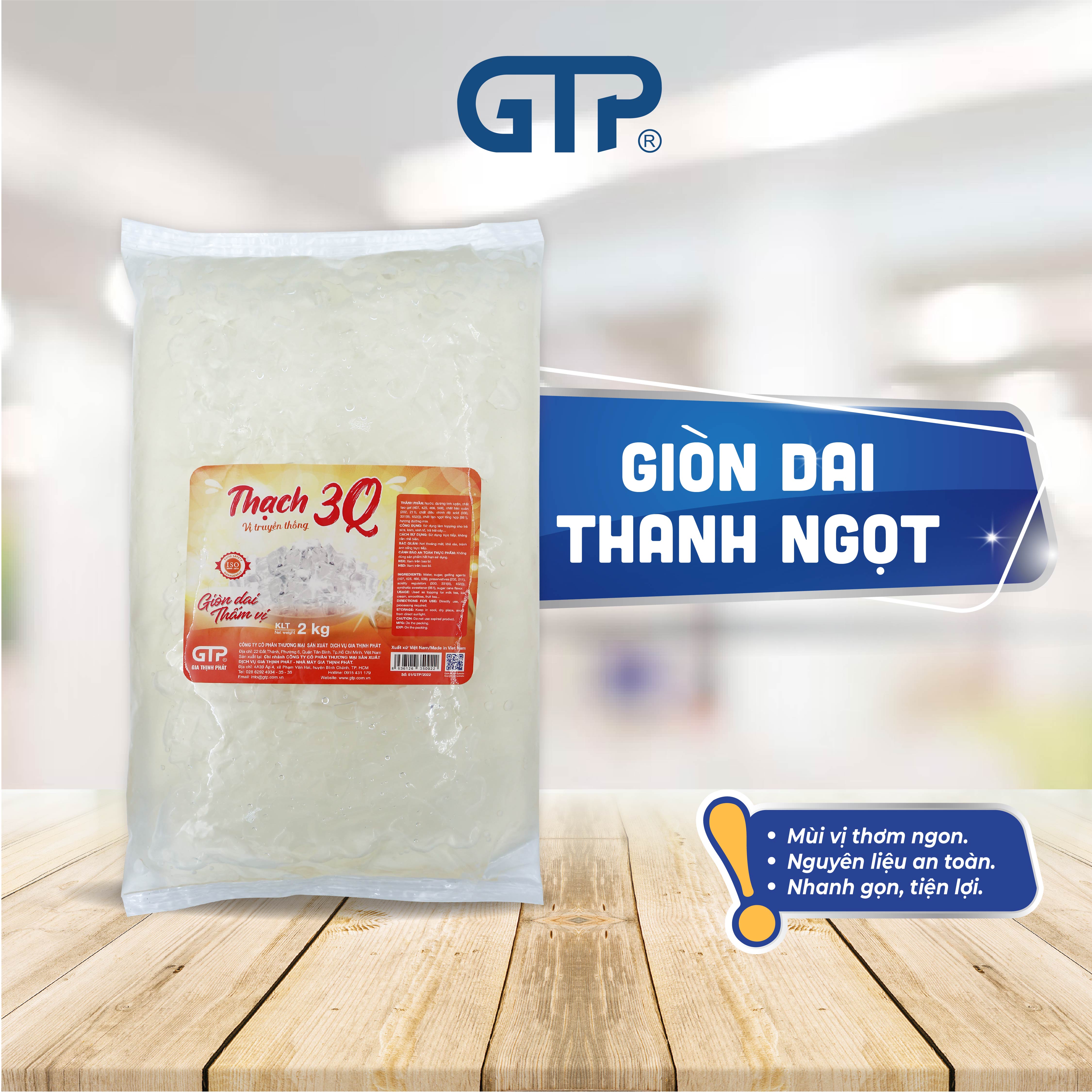 Hạt Thạch 3Q GTP (Túi 2kg) - Trân châu trắng giòn, thạch 3Q