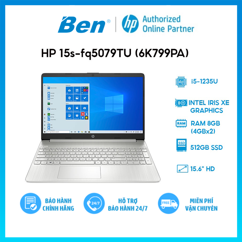 Laptop HP 15s-fq5079TU 6K799PA (i5-1235U/8GB/512GB SSD/15.6/ VGA ON/ Win 11/ Silver)-Hàng Chính Hãng