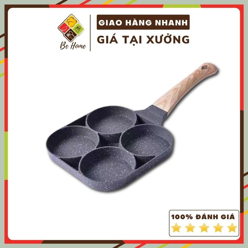 Khuôn Chảo Chiên Rán Trứng Làm Bánh 4 Ngăn 4 Lỗ Chống Dính - 4 Ngăn tay cầm cách nhiệt- An Toàn Cho Người Sử Dụng