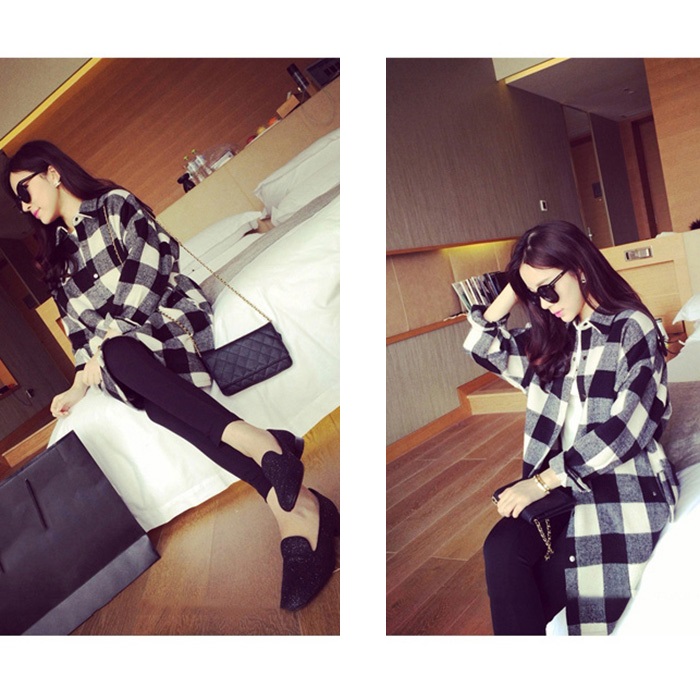 Áo sơ mi dài, áo khoác cardigan nữ dáng dài kẻ caro trẻ trung LAHstore