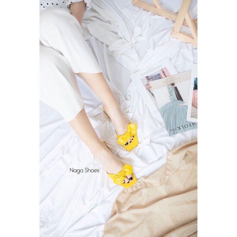 GUỐC DA MỊN QUAI NƠ XOẮN 2 MÀU - 2P