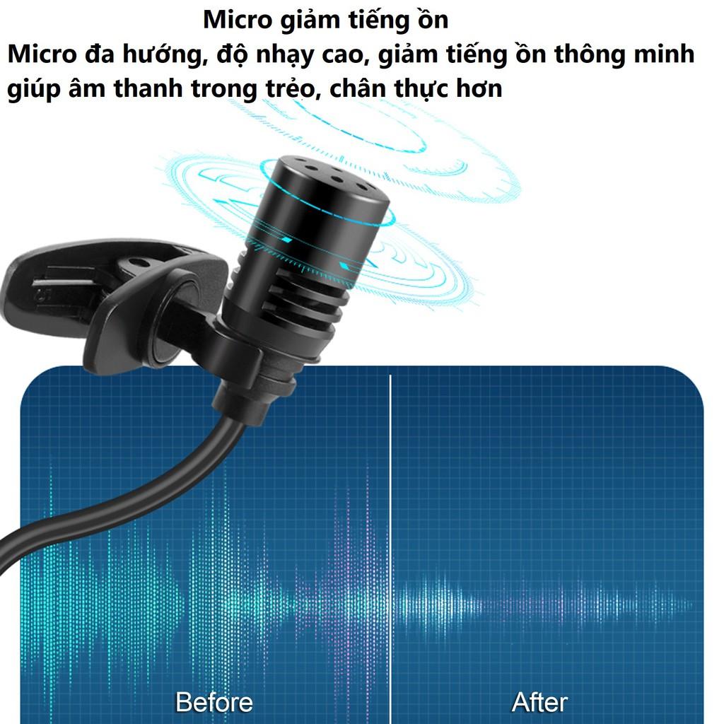 Micro cài áo không dây sóng dùng thu âm, quay video cho điện thoại, máy ảnh