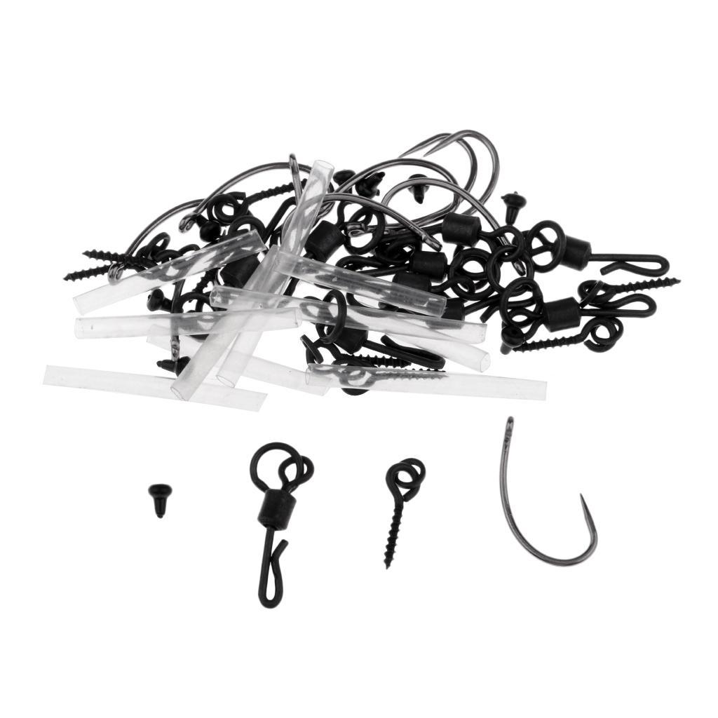 20Set Ronnie Rigs Hair Rigs Barbless Hook Fishing Pop up Tackle Spinner Rigs