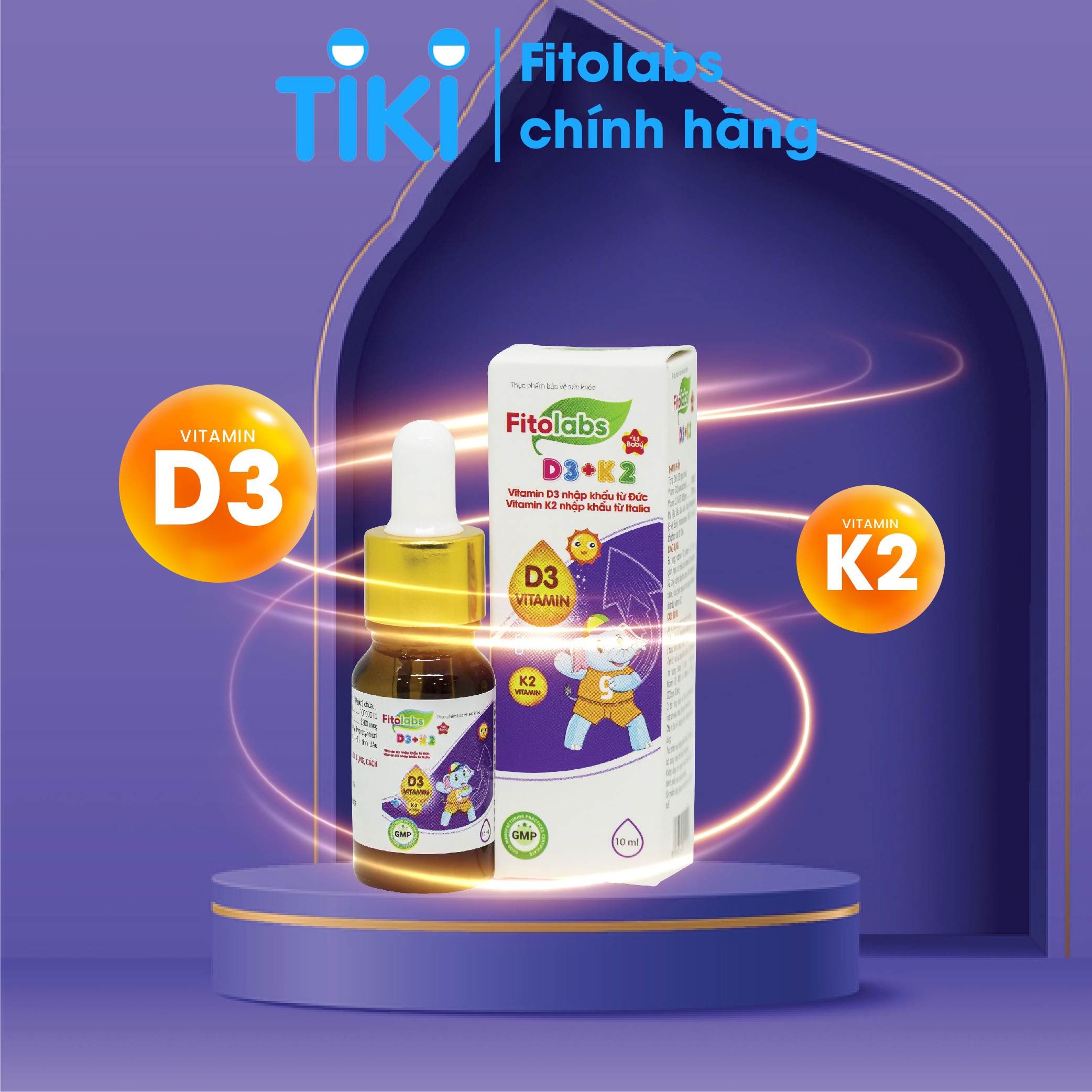 Fitolabs D3 - K2 dạng nhỏ giọt, bổ sung vitamin D3 K2 giúp bé tăng chiều cao