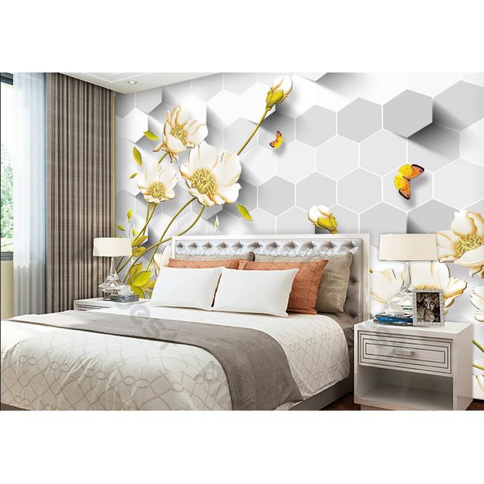 Tranh dán tường Hoa bướm giản đơn, tranh 3d dán tường hiện đại MS640958