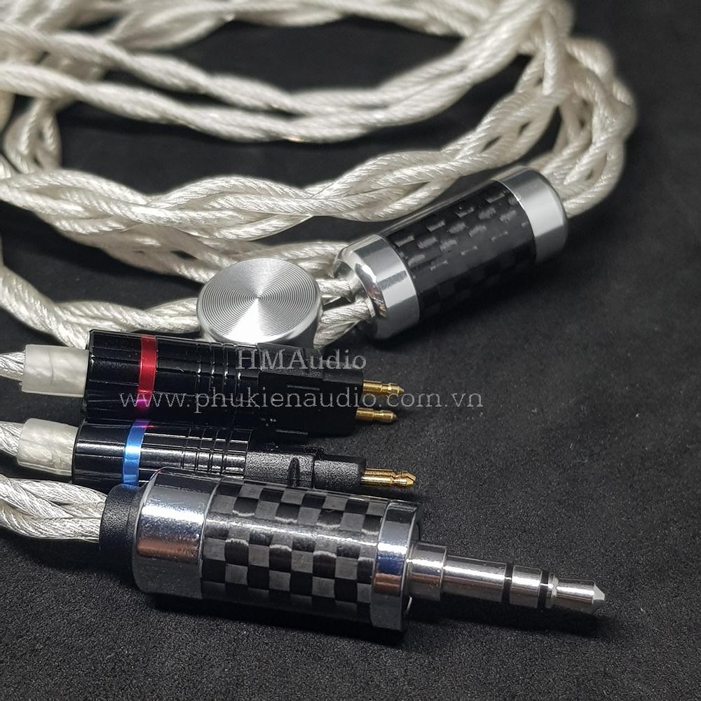 Dây tai nghe đồng mạ bạc OFC 1.8mm tết 4 - Connector Sens HD650 HD600 HD660s HD25 HD580