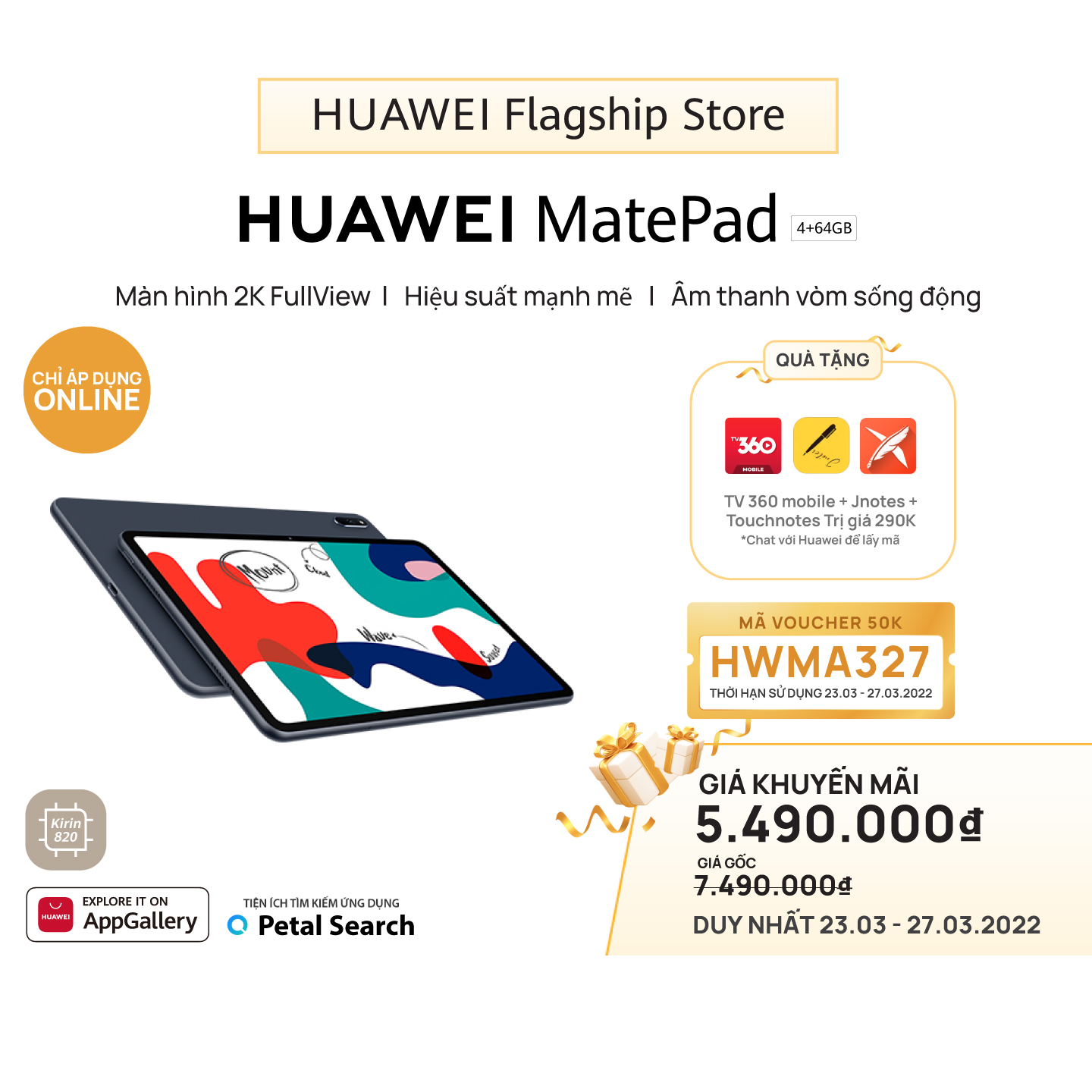 Máy Tính Bảng Huawei Matepad | Màn Hình 2K Fullview | Hiệu Suất Mạnh Mẽ | Âm Thanh Vòm Sống Động | Hàng Chính Hãng