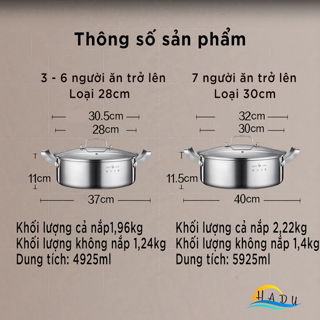 Nồi Lẩu 2 Ngăn Dùng Được Bếp Từ Đa Năng Inox 304 Cao Cấp 28cm 30cm Đạt Chất Lượng Đức SSGP