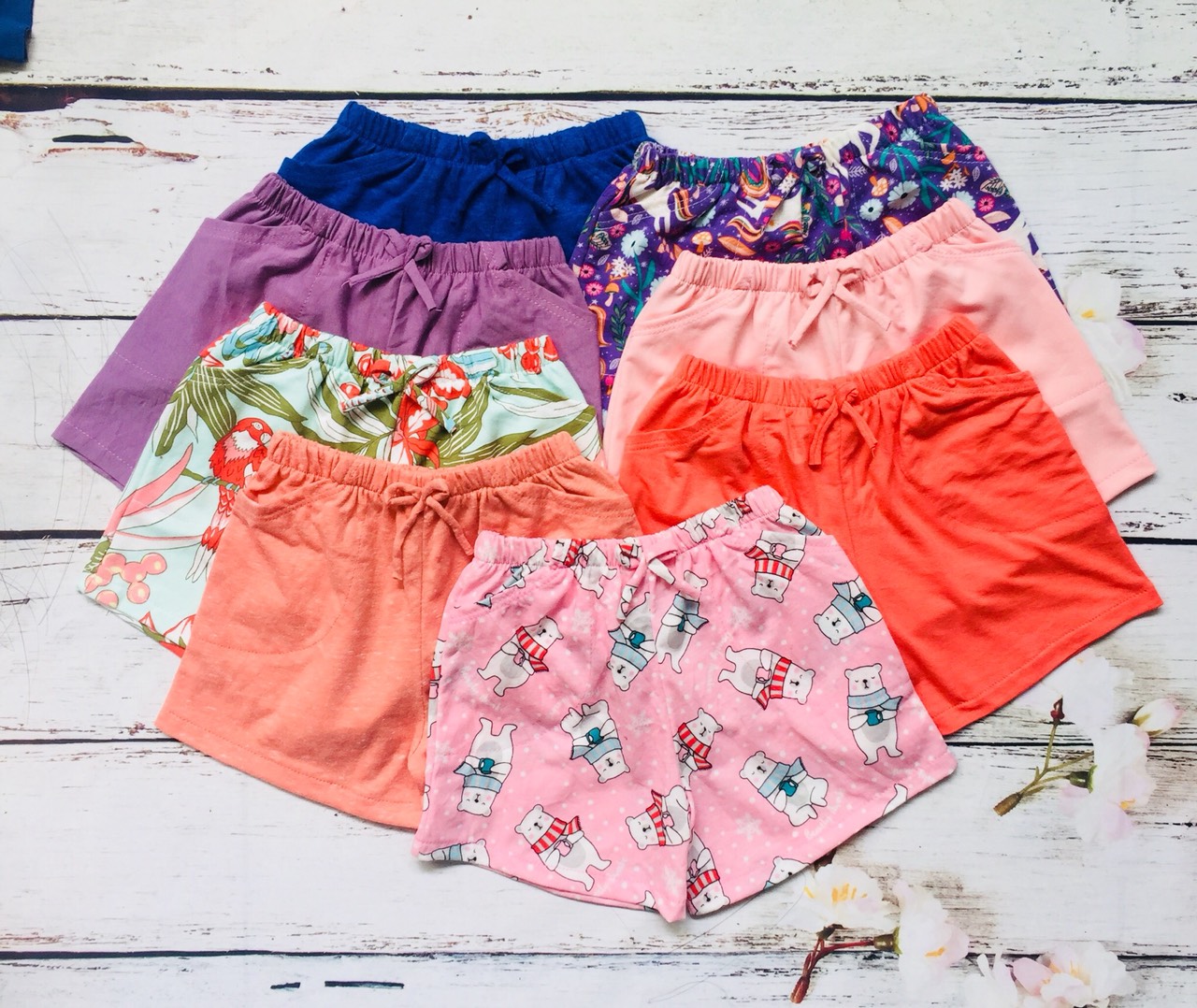 Combo 10 quần thun bé gái cotton co giãn 4 chiều, quần đùi trẻ em, quần mặc nhà, mặc ngủ, cotton mềm mịn thoáng mát