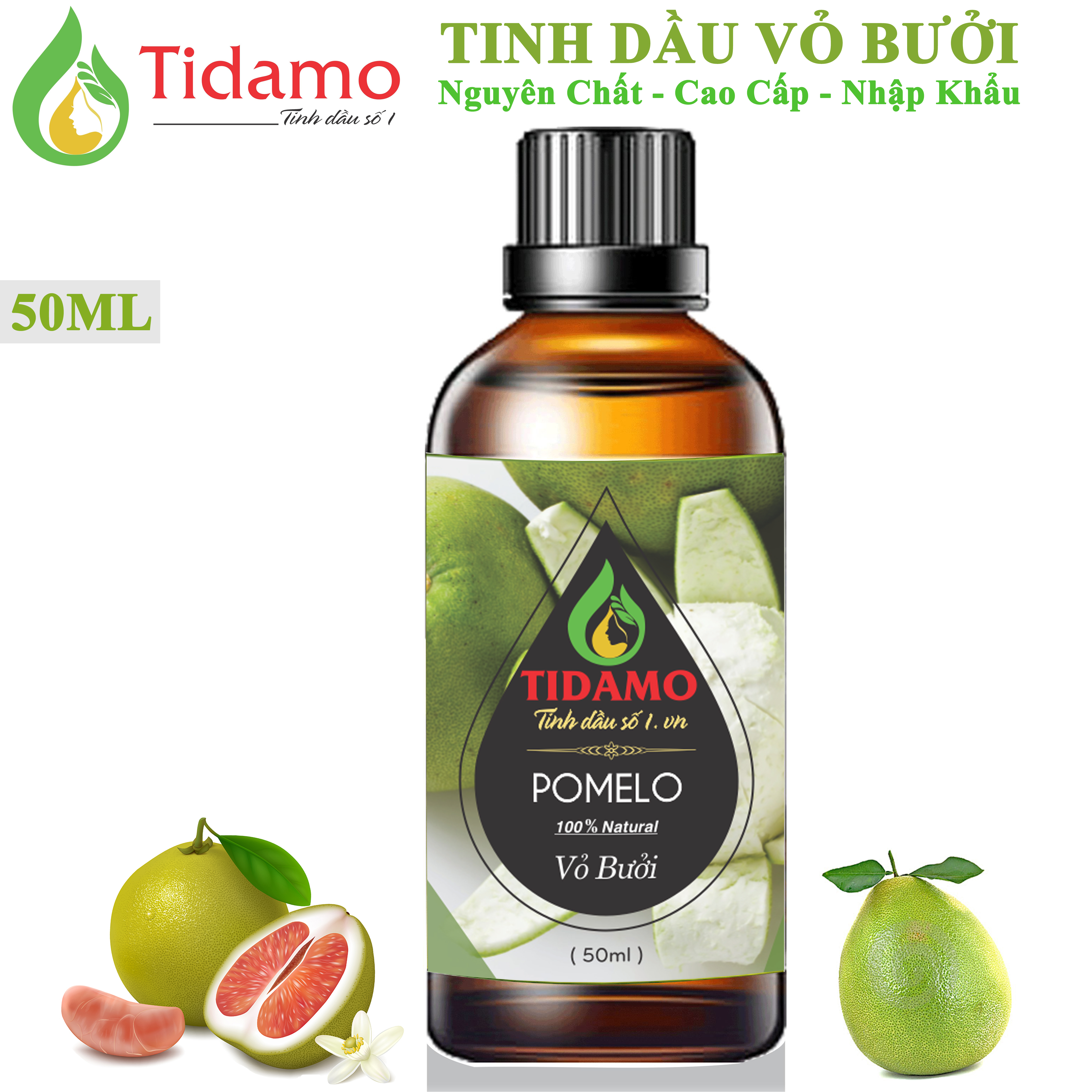 Tinh Dầu Xông Phòng VỎ BƯỞI 50ML Nguyên Chất Nhập Khẩu - Tinh dầu Bưởi TIDAMO Giúp Bảo Vệ Sức Khỏe, Kháng Khuẩn,Thư Giãn Tinh Thần và Khử Mùi Hiệu Quả