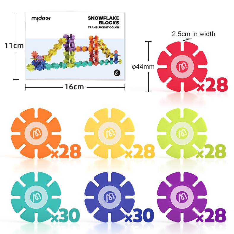 Đồ chơi lắp ghép hoa tuyết chính hãng Mideer - Snowflake Blocks MD1212 (200 chi tiết)