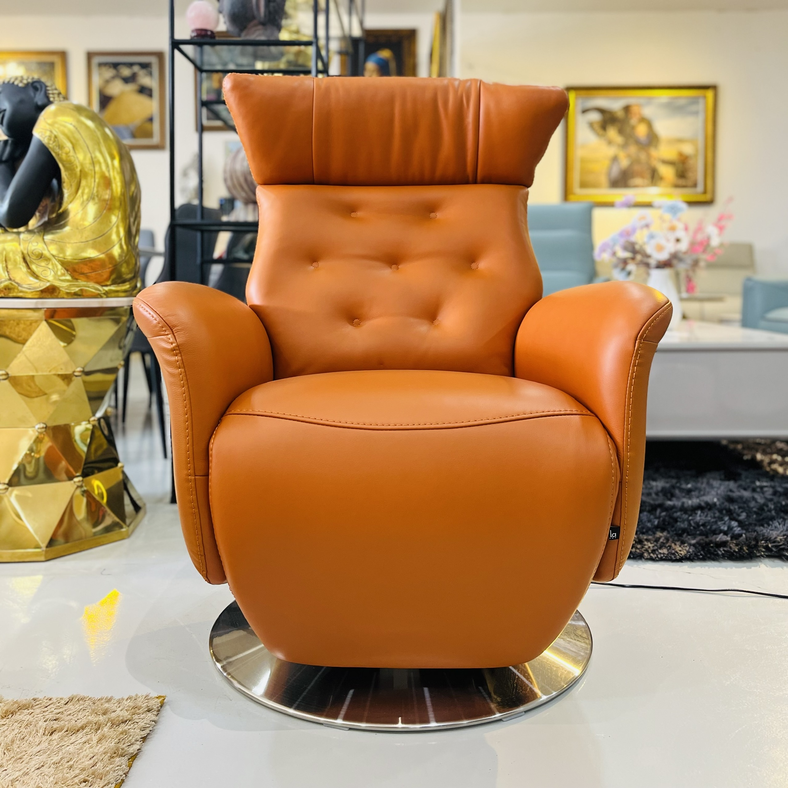 Ghế Sofa Đơn Da Bò Thư Giãn Chỉnh Điện 89 BN45 - Orange Alila
