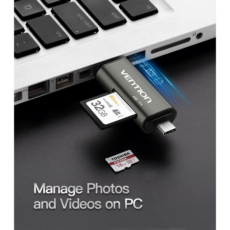 Đầu đọc thẻ USB 3.0 Vention đa năng dùng cho điện thoại và máy tính CCJH0, CCHH0 - BEN