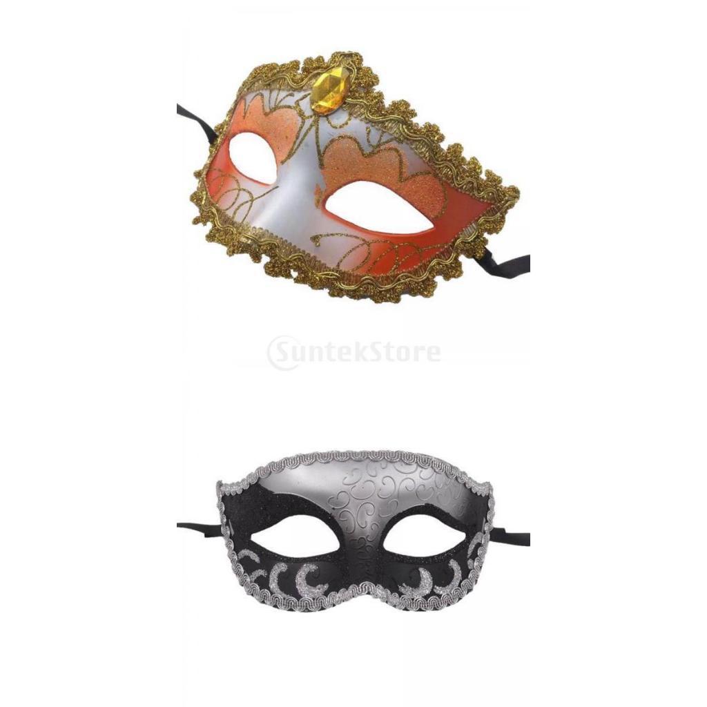 2x Fox Half Face Mask Costume Cosplay Masquerade Ball Mask for Party