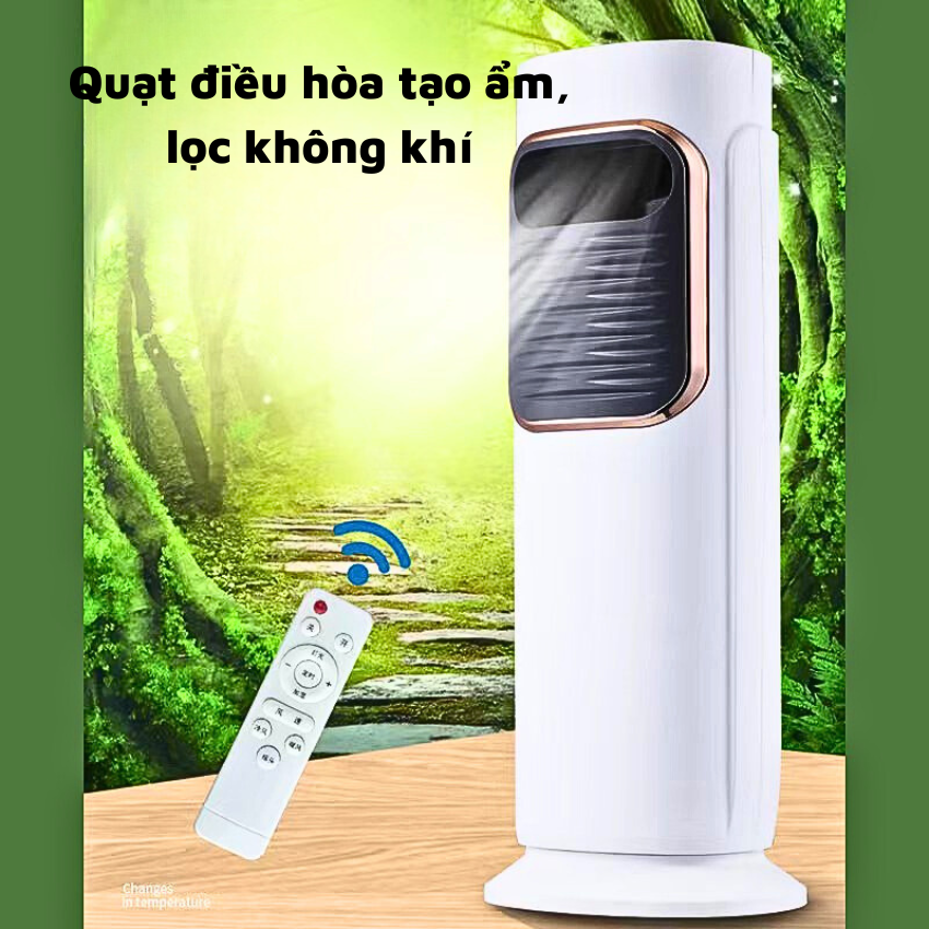 Quạt Điều Hòa Hơi Nước Có Điều Khiển Đèn Led Chuyển Màu, Quạt Phun Sương Tạo Ẩm