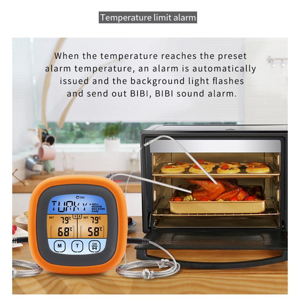 Digital Meat Thermometer Barbecue Cooking Food Thermometer with 2 Probes for Oven Grill Barbecue Simmer