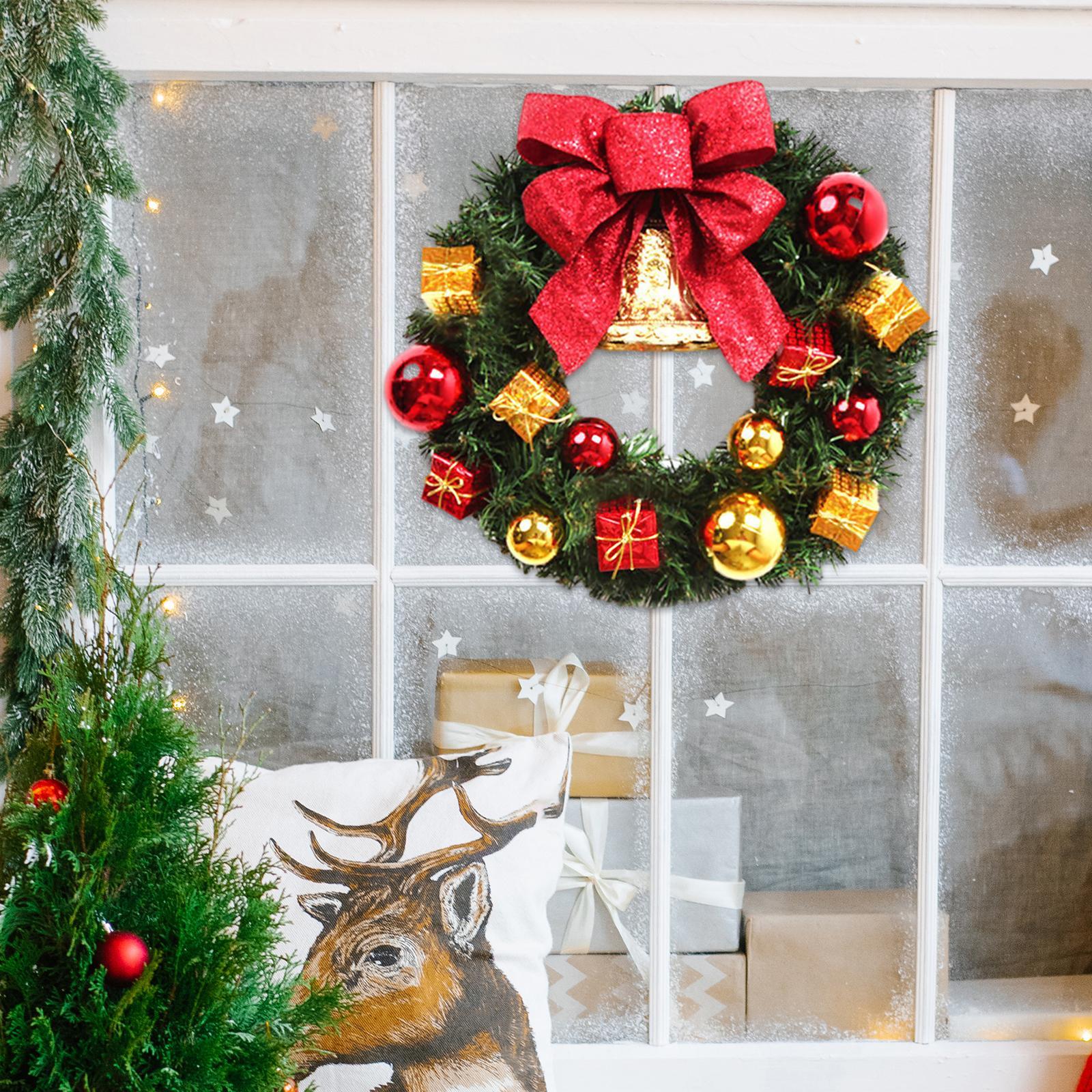 Artificial Christmas Wreath Front Door Wreath 30cm Housewarming Holiday Garland Decoration for Wedding Home Dining Room Party
