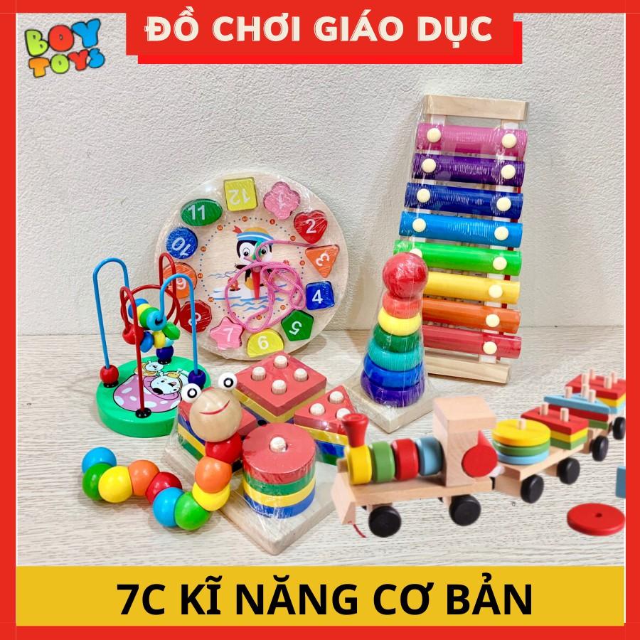 Combo 7C món đồ chơi gỗ phát triển trí tuệ cho bé vừa chơi vừa học