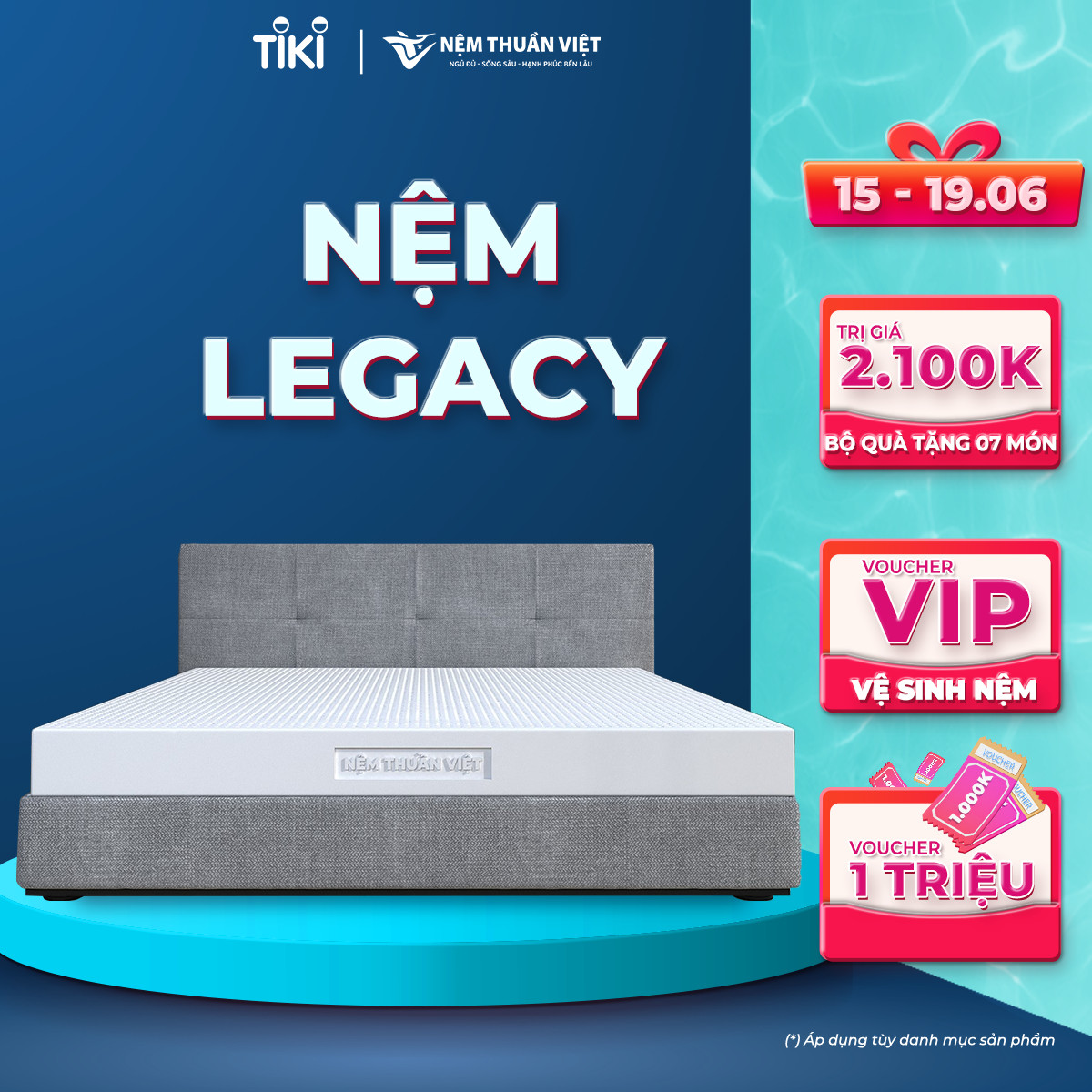 (1m6x2mx15cm) Nệm Cao Su Thuần Việt Legacy Định Hình, Nâng Đỡ Cơ Thể Vượt Trội