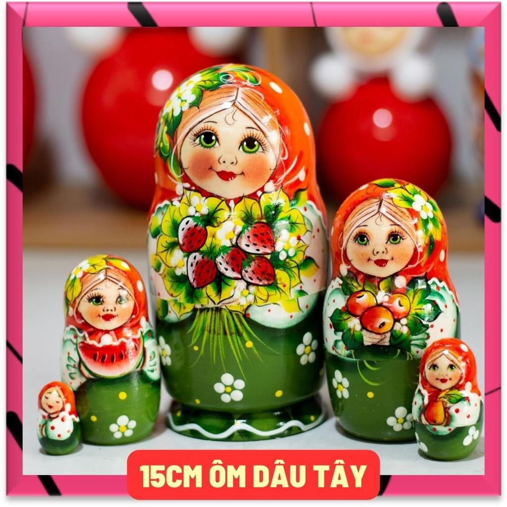 BỘ BÚP BÊ NGA MATRYOSHKA 5 LỚP 15CM "MISA ÔM DÂU TÂY" CỰC DỄ THƯƠNG